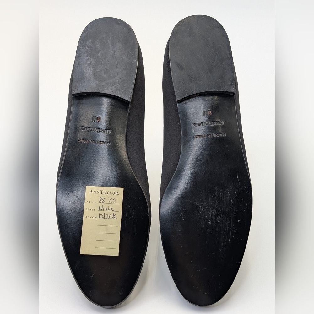 Ann Taylor NiNa Satin Ballet Flats with Bows/Leather Soles Women Size 8 M - Picture 9 of 17